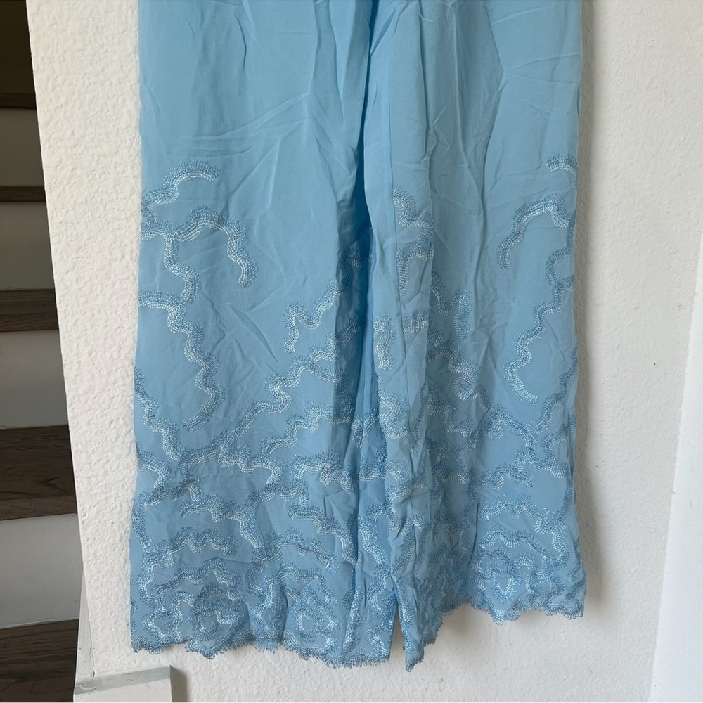 NWT La Perla Blue and Silver Pajamas with Elegant Embroidery - Picture 4 of 6